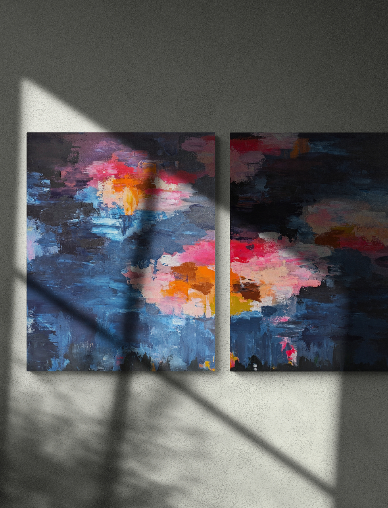 Afterglow Ebb and Glow — abstract shadow silhouette on bare wall by Jade Boswell