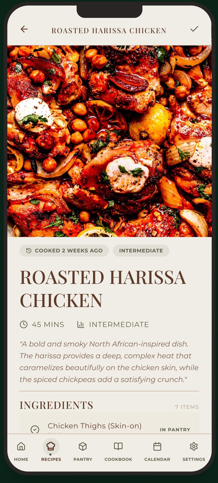 Toque app — pantry screen